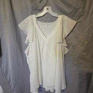 Maurices Cream Ruffle Sleeve Blouse